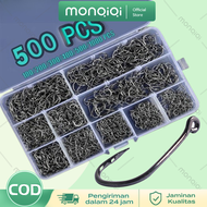 500Pcs Buah Kail Pancing Kait Ikan Baja Karbon Tinggi Ikan Tajam Dari Kail Pancing 1 Set Pancing Kec
