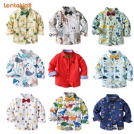 lontakids Toddler Boys Cotton Long Sleeve Printed Shirt Kids Baby Casual Button Down Shirt Tops with