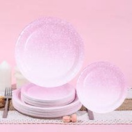 10/20/30pcs,Gradient Pink Party Tableware Set With Elegant Light Pink To Soft Magenta Ombre 7inch An