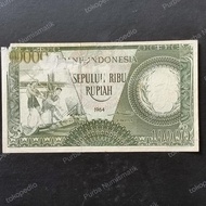 Uang Kuno 10000 Rupiah seri Pekerja Hijau 1964