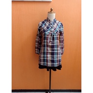 Tunic top checkeredWanita whitebiru EZ girls S long-sleeved blouse for teenagers 14 15 16 years old 