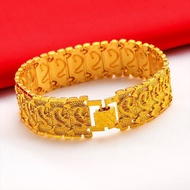 24K Gold Plated Dragon Bracelet Men Chain Vietnamese Gold Titanium Style Bold Jewelry
