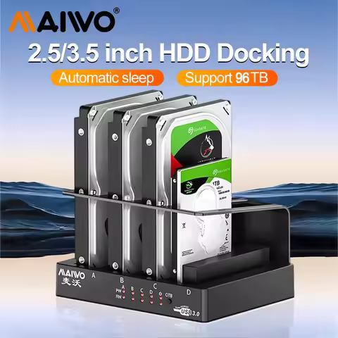 MAIWO 4 Bay Hard Drive Enclosure Sata to USB 3.0 External Multi-Bay 2.5& 3.5 Inch HDD SDD Docking St