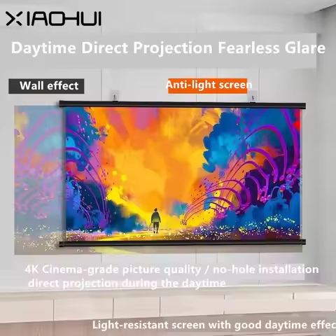 No-hole wall-mounted projection screen metal projection screen home projection screen 84 inches 100 
