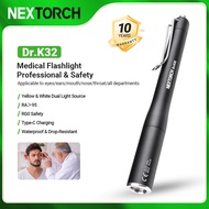 NEXTORCH Dr. K32 LED ปากกาไฟฉายชาร์จไฟได้ขนาดพกพาไฟสองดวงปากกาไฟฉายทางการแพทย์