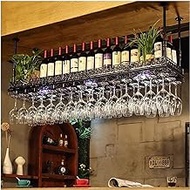Wall-Mounted Wine Racks, Double Layers Ceiling Decorating Shelf, Adjustable Height, Wine Bottle and Wine Glass Holder, Red Wine Color (#2 80CMx35CM) (#1 80CMx35CM) Fashionable