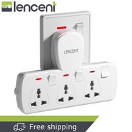Lencent 3 in 1 Universal Plug Extension Wall Plug with Individual Switches, 3 Outlets, Multi Plug Ou