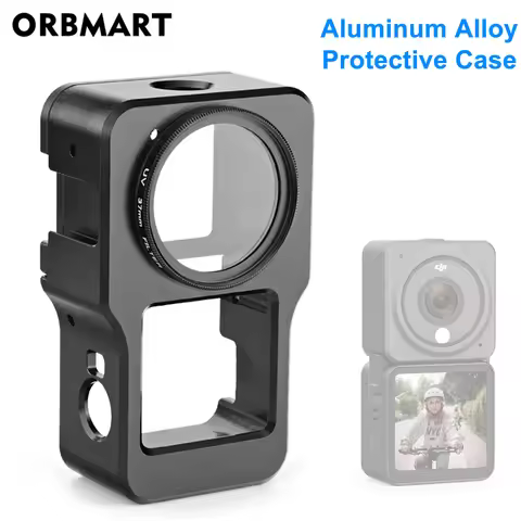 Aluminum Alloy Protective Case for DJI Action 2 Metal Case Frame Cage + UV Lens Filter for DJI Osmo 