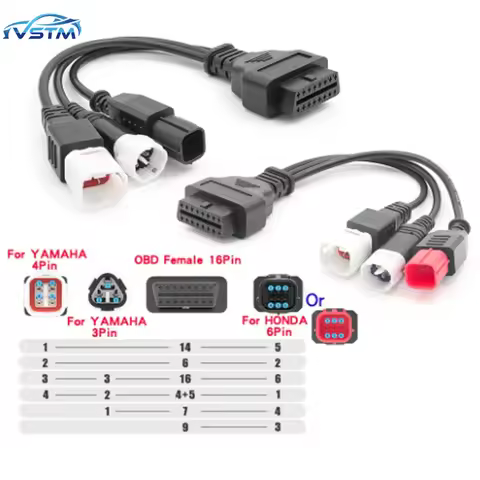 Male to Female 3pin 4pin for Yamaha 6pin for Honda to 16pin OBD 2 Extension Cable Motorcycle Diagnos