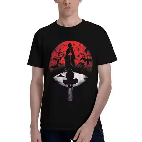 Itachi Uchiha Red Moon Akatsuki Design Naruto Shadow Art Graphic 100% Cotton T-Shirt Bandai NARUTO T