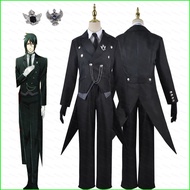 YB1 Black Butler Sebastian Michaelis Cosplay Coat Shirt Vest Trousers Costume Set Anime Uniform Hall
