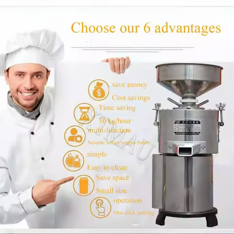 30kg Per Hour 1500W Sesame Sauce Grinder Peanut Butter Grinding Making Machine Tahini Colloid Mill E