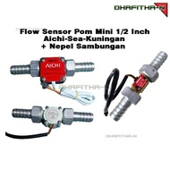 Aichi Flow Sensor, Sea Brass Size 1/ 2 Inches & Aluminum Alloy Nipple Connection Threaded in 1/2"