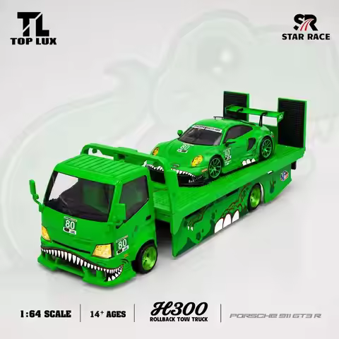 Star Race 1:64 Porsche 911 Rexy Roxy Trailer Set Diecast Car Model