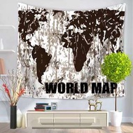 黑色世界地圖掛布 背景布