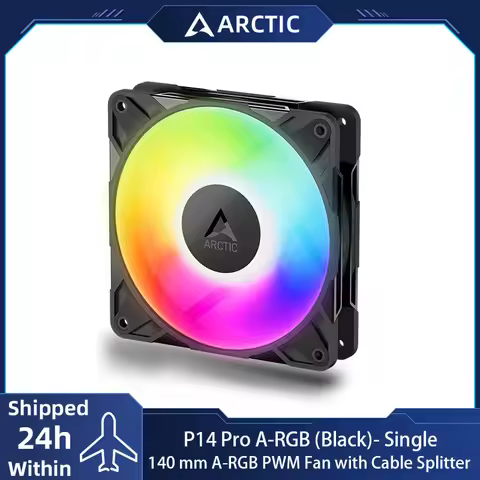 ARCTIC P14 Pro A-RGB, High-Performance 140 mm A-RGB PWM Fan, Fan Speed: 400–2500 RPM, 5V 3 Pin A-RGB