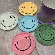 Handmade Smiley Coaster Crochet/ Alas Cawan Smiley