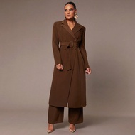 Women's Autumn And Winter High-End Daily Commuting Career Mature Mobwife Long Extra-Long Brown Coffe