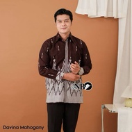 KEMEJA Davina Men's Batik Shirt, Latest Davina Burgundy, Modern Traditional Clothes