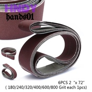 【HDS01】6pcs/Set 2" x 72" Fine Grit Sanding Belt Sandpaper Sander Abrasive Band 5x182cm