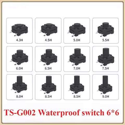 50Pcs/lot New TS-G002 Waterproof Switch 6*6*4.3-4.5h 5.0h 5.5h 6.0h 9.5h Patch Touch Button IP67 But