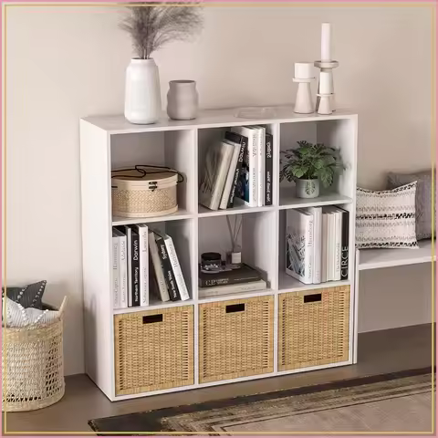 Wooden Cube Storage Organizer White 3 Cube 11in Closed Back Shelf Cubby for Living Room Bookshelf