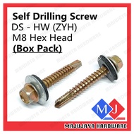 MK Hex Self Drilling Screw Skru Bumbung Skru Atap Skru Besi DS-HW Hexagon Head With Bonded Washer BO