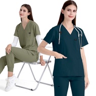 Dental Hospital Operating Room Scrub Set Doctor Nurse Uniforms Surgical Suits Beauty Spa Salon Lab W