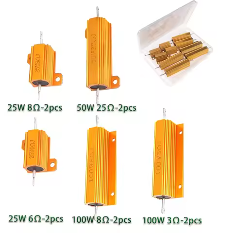 25W 50W 100W Metal Shell Aluminium Resistor 3 6 8 25 ohm LED Brake Light Load Resistor for Car Turn 