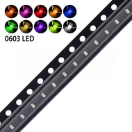 100PCS 0603 SMD LED light emitting Diode SMD LEDs Blue Red Yellow Green Warm White Orange UV Pink