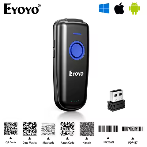 Eyoyo EY-023 Mini 2D/1D Laser/CCD Barcode Scanner Portable Bluetooth Barcode Reader Auto-Sensing Sca