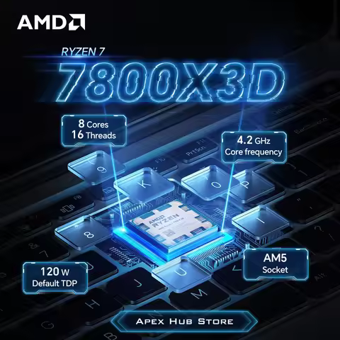 NEW AMD R7 7800X3D Socket AM5 L3=96M 4.2GHz 8-Core 16-Thread Processor 120W Applicable to B650 Ryzen