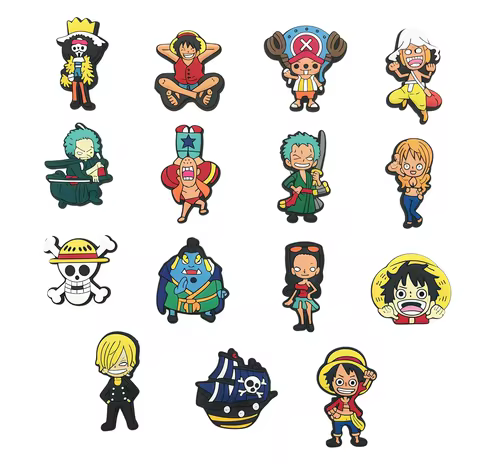 1/8/15Pcs One Piece Anime Shoe Charms, Luffy and Zoro Character Shoe Stickers, DIY Shoe Accessory De
