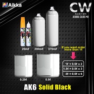 AIKKA Black Solid AK6 2K Car Paint Kaler Solid Bancuh Touch Up Pen Aerosol Spray Cat Tin DIY Cat Spr