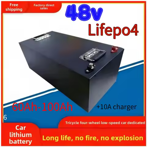48V 80Ah LiFePO4 Battery Pack 60Ah 100Ah, Rechargeable Lithium Iron Phosphate Battery for Electric M