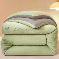 Taiwan Ready Stock Color Matching Milk Velvet Embroidered Winter Quilt Autumn Warm Double Standard S