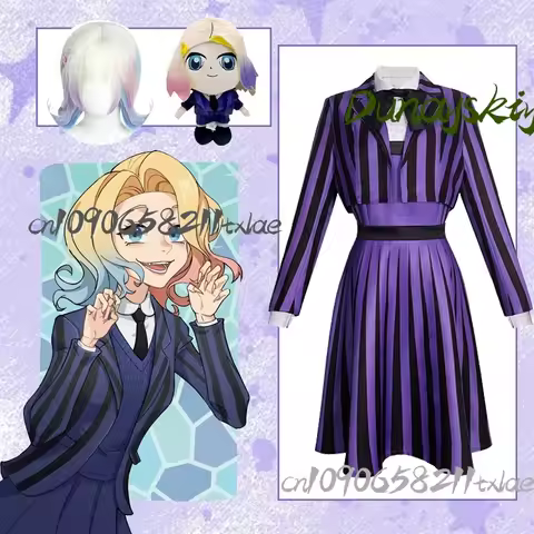 Wed Cos Nesday Enid Sinclair Cool Cosplay Costumes Wig Kawaii JK School Uniform Plush Fans Gift Part
