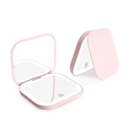 Dress Table Gift Mini Small Solid Foldable LED Light Portable Handheld Pocket Makeup Mirror 2 Times 