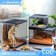 Reptile Feeding Box,Reptile Tank, Glass Breeding Box,Rainforest Climbing Pet Tortoise Gecko Ecologic