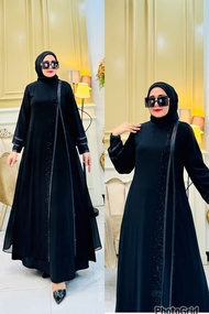 RINA BUSANA - C0D - Baju Gamis Abaya Polos - Gamis Abaya Remaja Simple - gamis hitam polos bahan ade