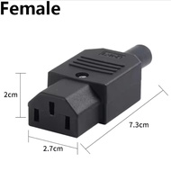 IEC Straight Cable Plug Connector C13 C14 10A 250V Black female&male Plug