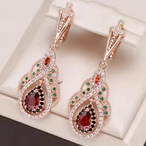 Court Style Gorgeous Dazzle Synthetic Zirconia Pendant Earrings for Women Luxury Elegant Banquet Cel