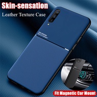 For Samsung Galaxy A50 6.4 inch SM-A505F A505FN A505GN Luxury Skin-sensation Leather Texture Case Fit Magnetic Car Mount Back Cover