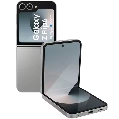 Samsung Galaxy Z Flip6 5G 256GB Smartphone in Silver - Foldable design with 6.7-inch Dynamic AMOLED 