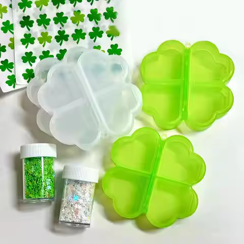 Storage Box Four-leaf Clover 4 Grids Drug Contain Pill Box Lucky Clover DIY INS Durable Plastic Mini