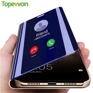 Topewon Mirror Smart View Flip Case For OPPO R11S Plus R15 R17 Pro Clear Hard Screen Cover