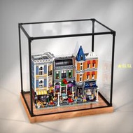 展示盒亞克力木紋展示盒樂高10255 城市中心積木收納盒子模型透明防塵罩港版