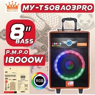 [ MYCROWN ]18000W MY-08A03 PRO SUPER BASS PORTABLE BLUETOOTH TROLLEY SPEAKER RECHARGERABLE WITH LED 