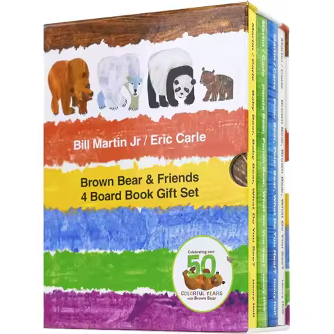 4 Books English Picture Board Book Children Mini Story:Brown Bear Collection,Panda,Baby,Polar Bear,W