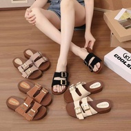 New Comfortable Woman Fashion Two Strap sandal With Gold Buckle lock Adjustable Sandal for Woman